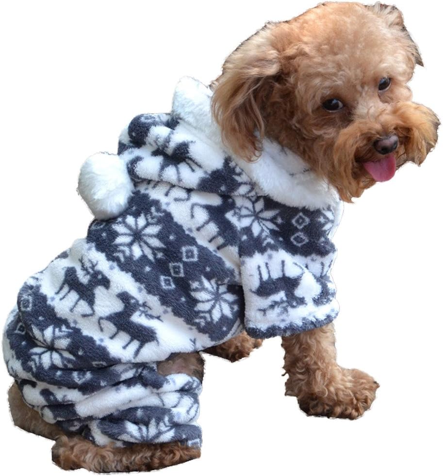Thinkbay Casual Soft Snowflake Hoodie Jumpsuit for Dog Cozy Pet Coat Dog Clothes (Grey, Extra Large)