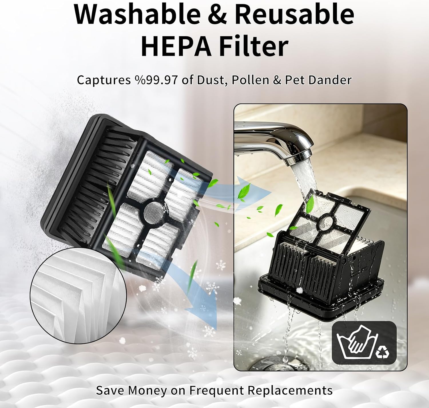7 Pcs Replacement Accessories Kit Compatible with Dreame H12 Pro,G10 Pro,H12 Dual,Includes 3 Roller Brushes & 3 HEPA Filters & 1 Cleaning Brush,Anti-Tangle Wet Dry Vacuum Parts for Floor Tile Carpet