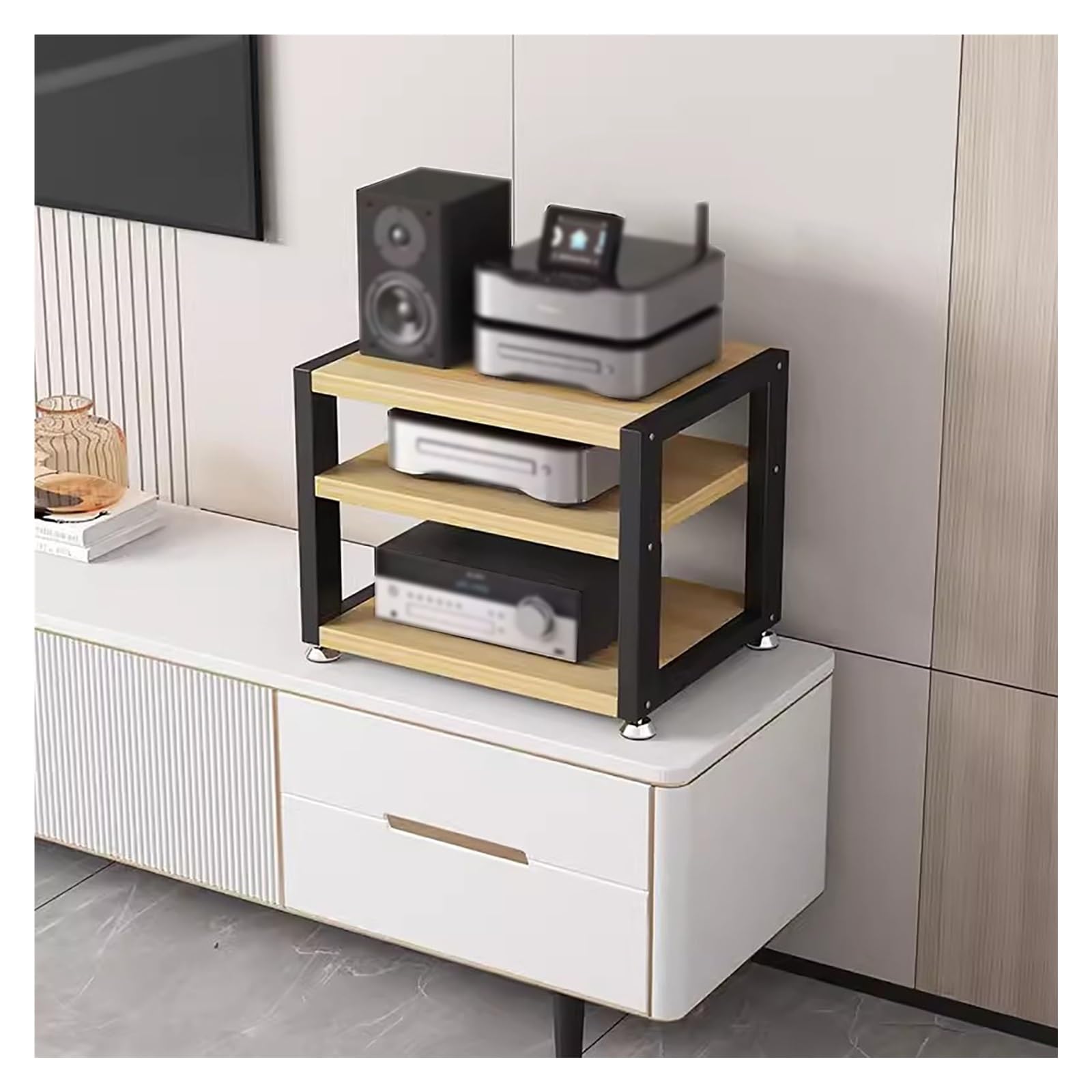 Regały 3/4 poziomy Pulpit Audio Video Component Rack Gramofon Stojak na media, otwarty pulpit Stereo Przechowywanie Organizator Jednostka Odtwarzacz Głośnik Wzmacniacz Odbiornik Półka Do Domu Off