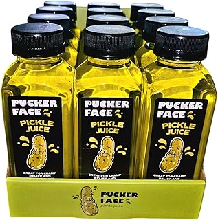 Pucker Face Pickle Juice, Original, 12 Pack Caddie, Workout Recovery and Cramp Relief Drink