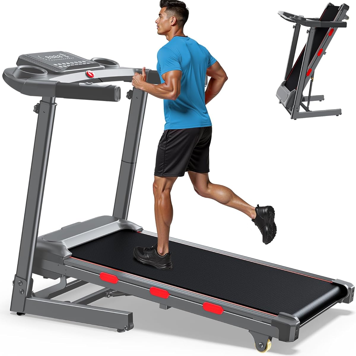 Advzon 3.5 HP Auto Incline Treadmills for Home - Adjustable Height Handle Bars, 8.7 MPH, Wide Belt, 300+ lb Capacity, APP Control