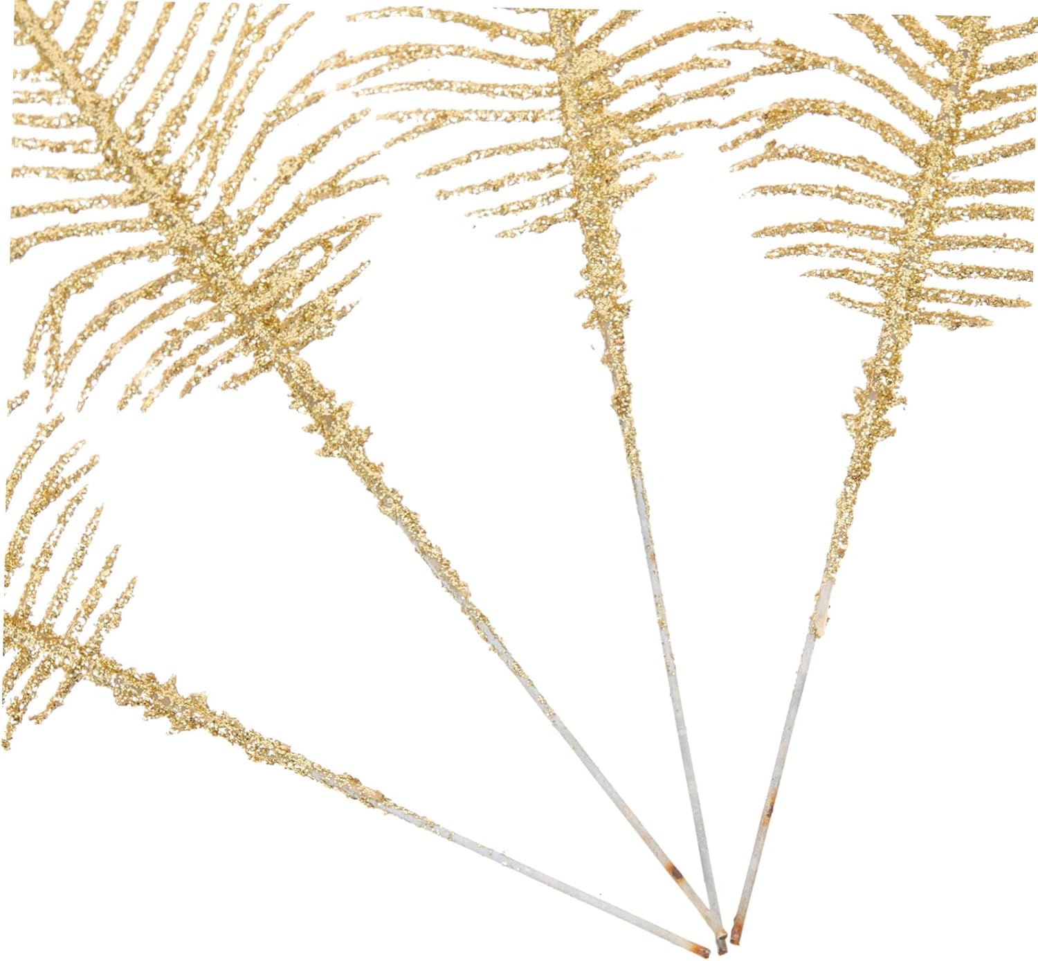 10Pcs Christmas Glitter Leaves Picks Decorative Artificial Leaves for Tree Wreath Vase DIY Floral Arrangements Festive Home Decor Gold Powder Finish