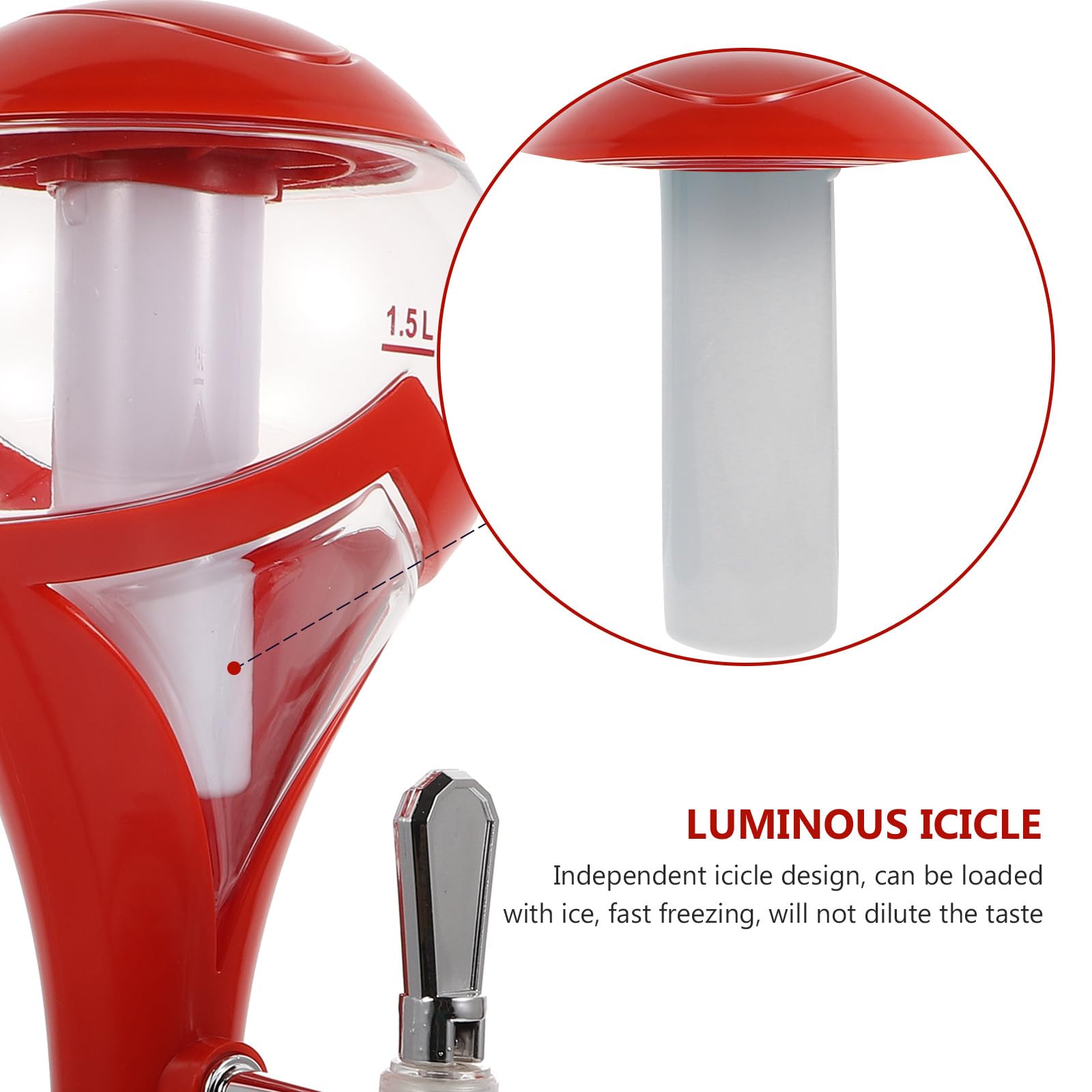 Dispensador de Cerveza Grifo y Torre Luminosa de 1.5l, Diseño Independiente de Hielo, Plástico Rojo para Camping y Patio Control Máximo y Congelación Rápida