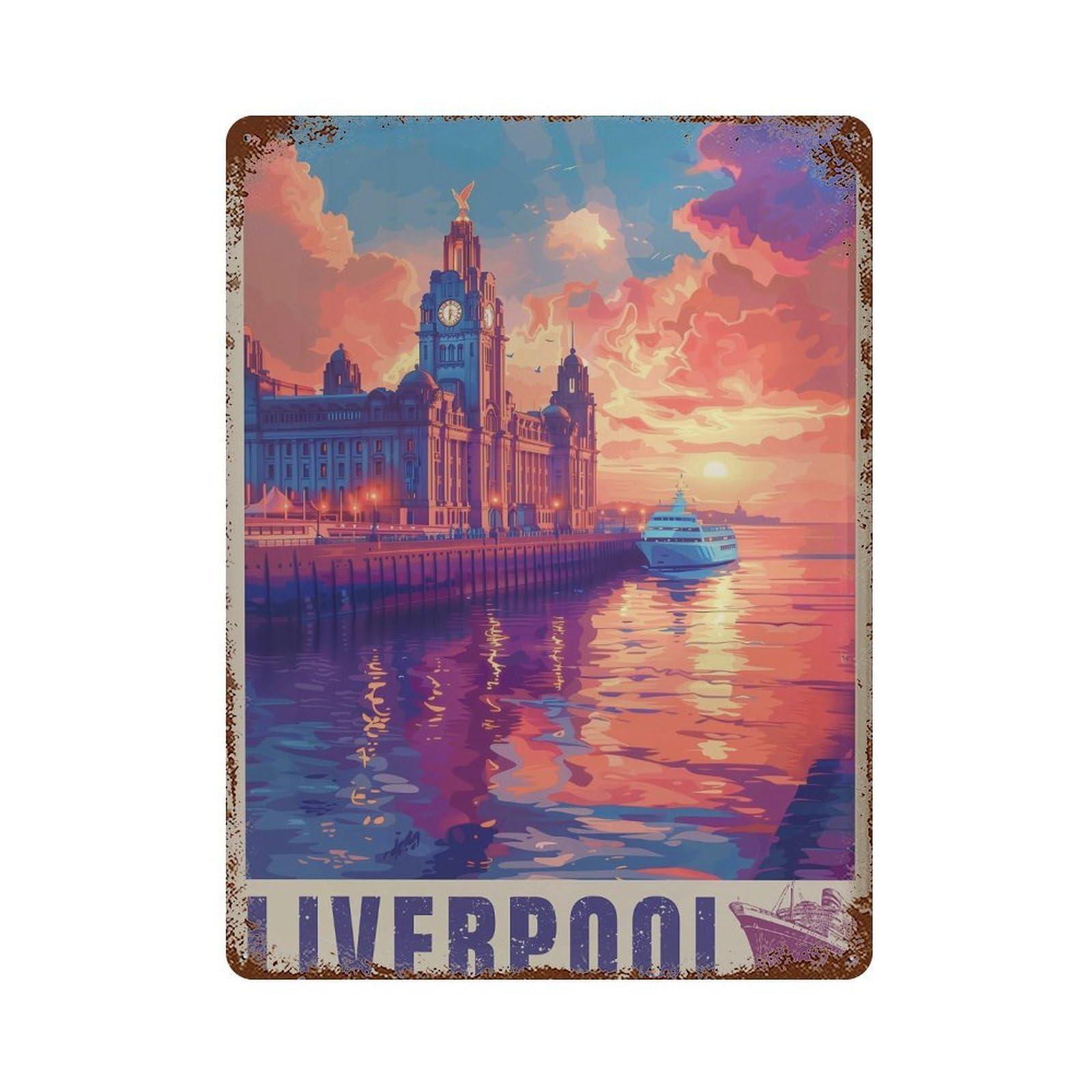 xiaoxiaoshen Liverpool Travel England Wall Decor Art Metal Tin Poster Modern Home Decor Art Home Bar Shop Decorations Vintage Sign 40x30cm