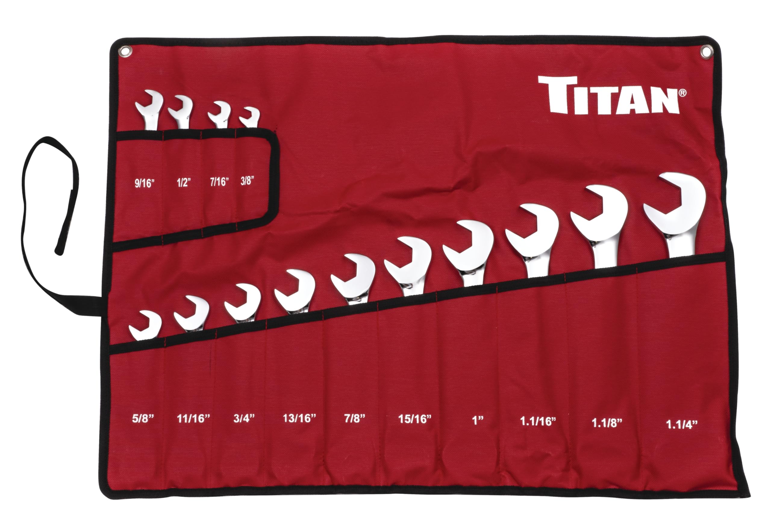 Titan 17283 14-Piece SAE Angle Head Open End Wrench Set