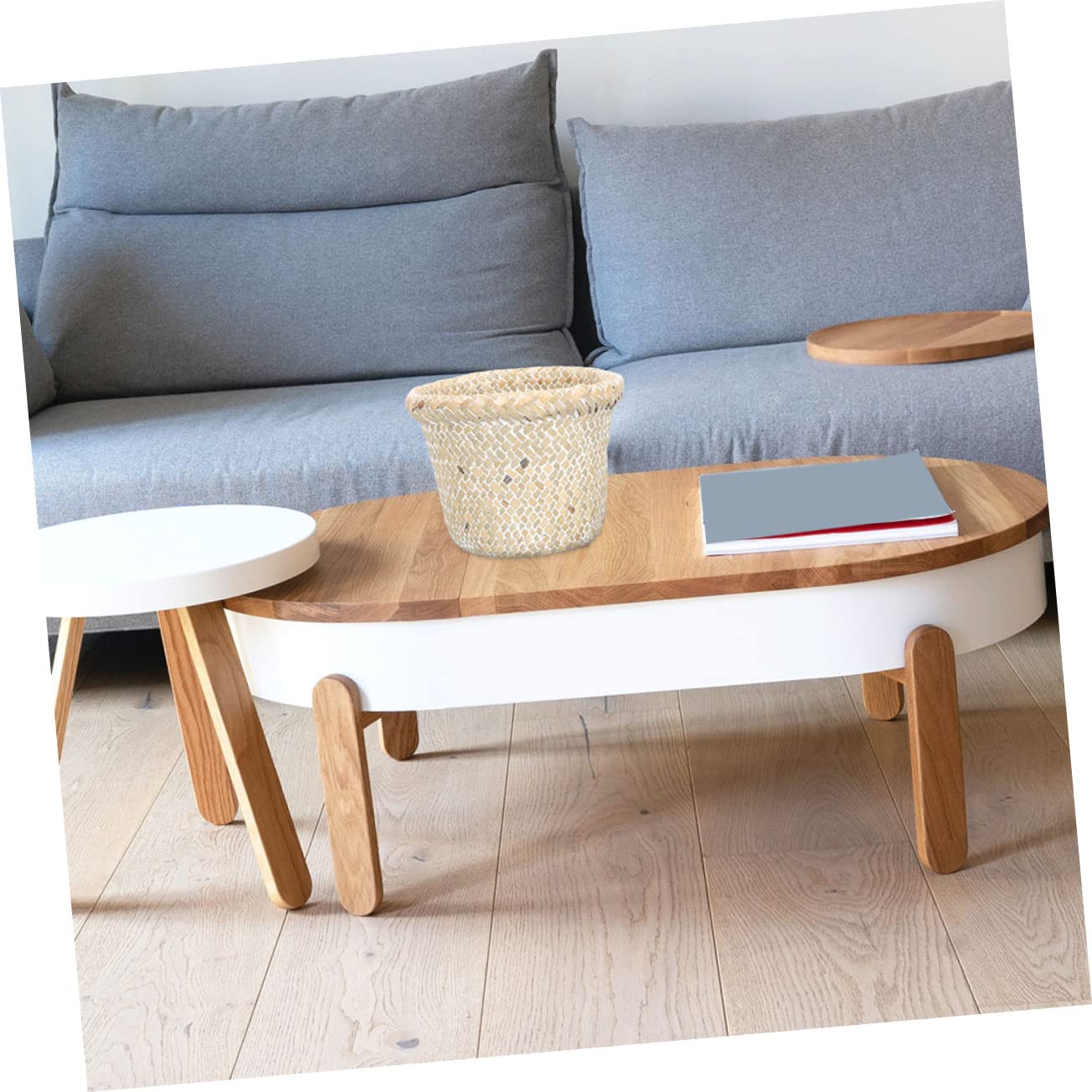 Cabilock Papelera Bote De Basura Cesta De Mimbre Escritorio Mimbre