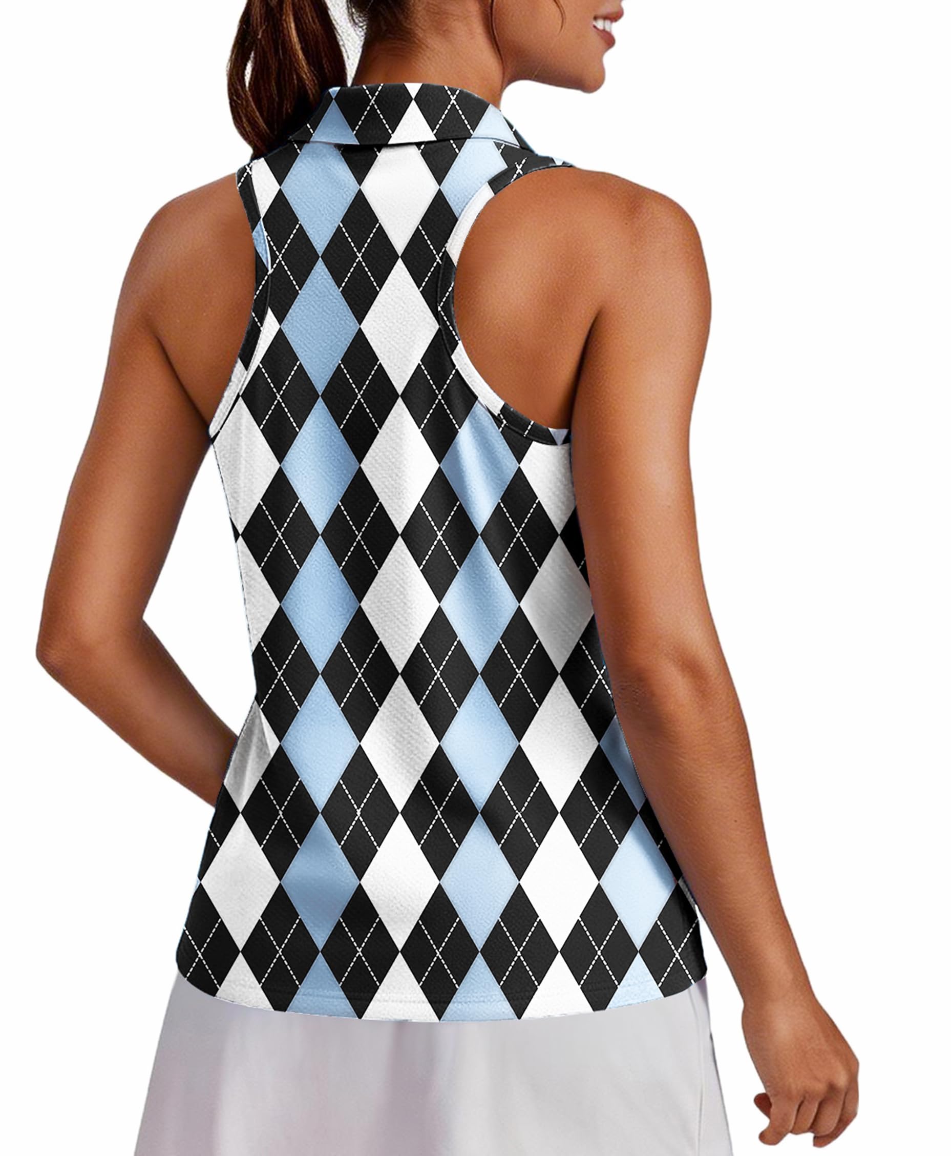 PINSPARK Womens Golf Shirt UPF 50+ Collared Shirts Sleeveless Tennis Tanks