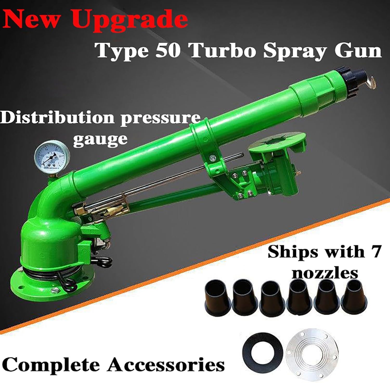 Impact Sprinkler with Pressure Gauge, 2" Farm Irrigation Spray Gun, 360° Large-Area Watering Spray, for Farm Lawn Garden Irrigation