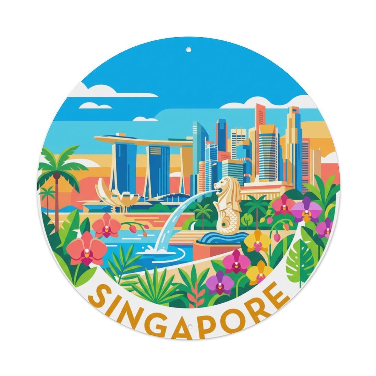 Vintage Travel Singapore Metal Tin Sign