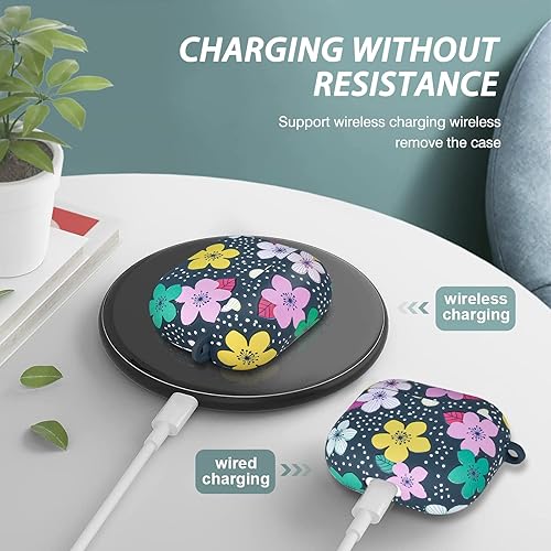 Miniatura 4 de Bonita funda de flores compatible con AirPods 3 (2021) con llavero diseño floral, funda protectora de silicona suave a prueba de golpes para Airpods