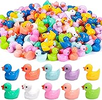 Vista 13 de 100 piezas mini patos con purpurina coloridos pequeños de resina para ocultar figuras de animales de plástico para casa de muñecas, micro casa