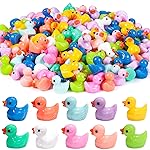 DULEFUN 200pcs Tiny Ducks 10 Colors Little Duck Figures Mini Resin Ducks Plastic Small Miniature Ducks Bulk for Dollhouse Decor Micro Fairy Garden Landscape Aquarium Tiny Toys
