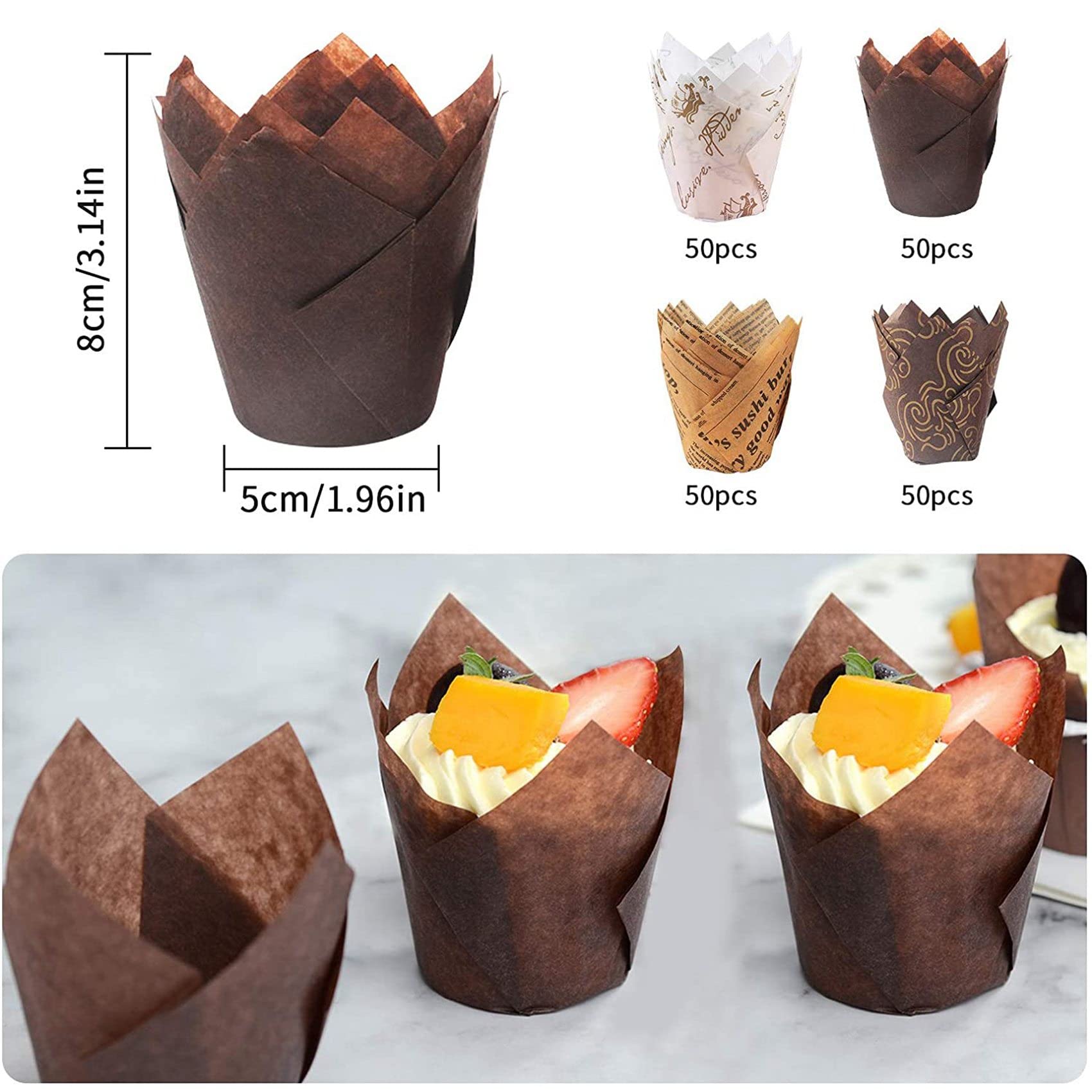 Moldes para Magdalenas, 1000 Tazas de Tulipanes para Hornear Tazas para Muffins Forros para Magdalenas Estuches