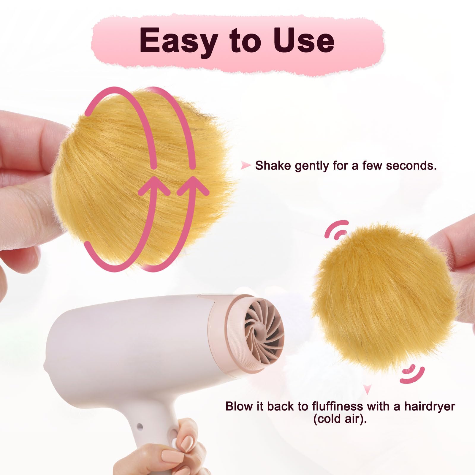 M METERXITY 1-Pack Faux Fur Pom Poms - Image 4