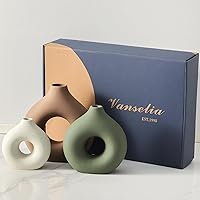 Vista 6 de Jarrón de Cerámica Decoración de Mesa para el Hogar - Juego de 3 Pequeños Jarrones de Flores Decoraciones de Centro de Mesa para Sala de Estar