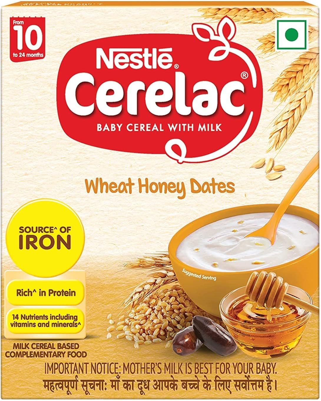 Nestlé CERELAC Baby Cereal with Milk, Wheat Honey Dates – From 10 Months, 300g BIB Pack