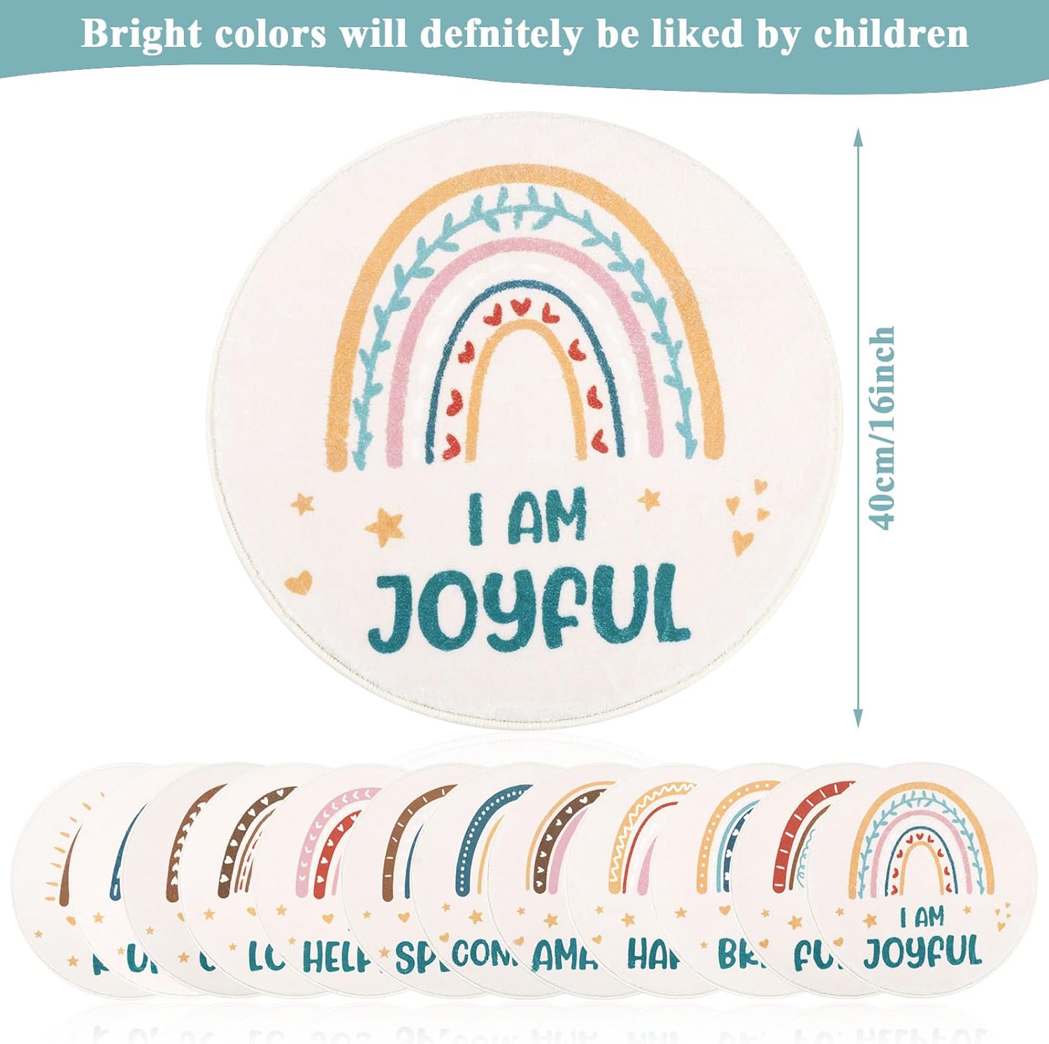 HiiARug Carpet Circles for Classroom Sitting Classroom Decor Rugs for Elementary Preschool Daycares Flexible Seating Circle Time Rug for Group Activities,12pcs,Round 18"