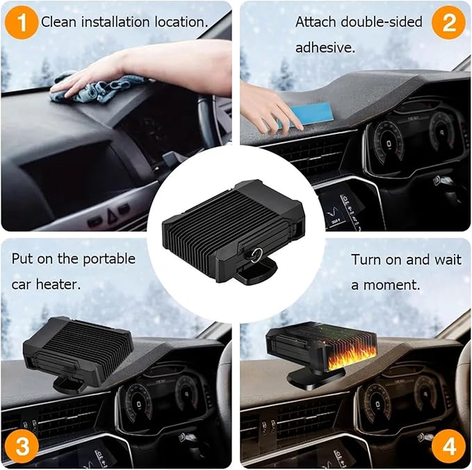 Calefactor Eléctrico Portátil 12V 300W con Ventilador y Protección miniatura 8