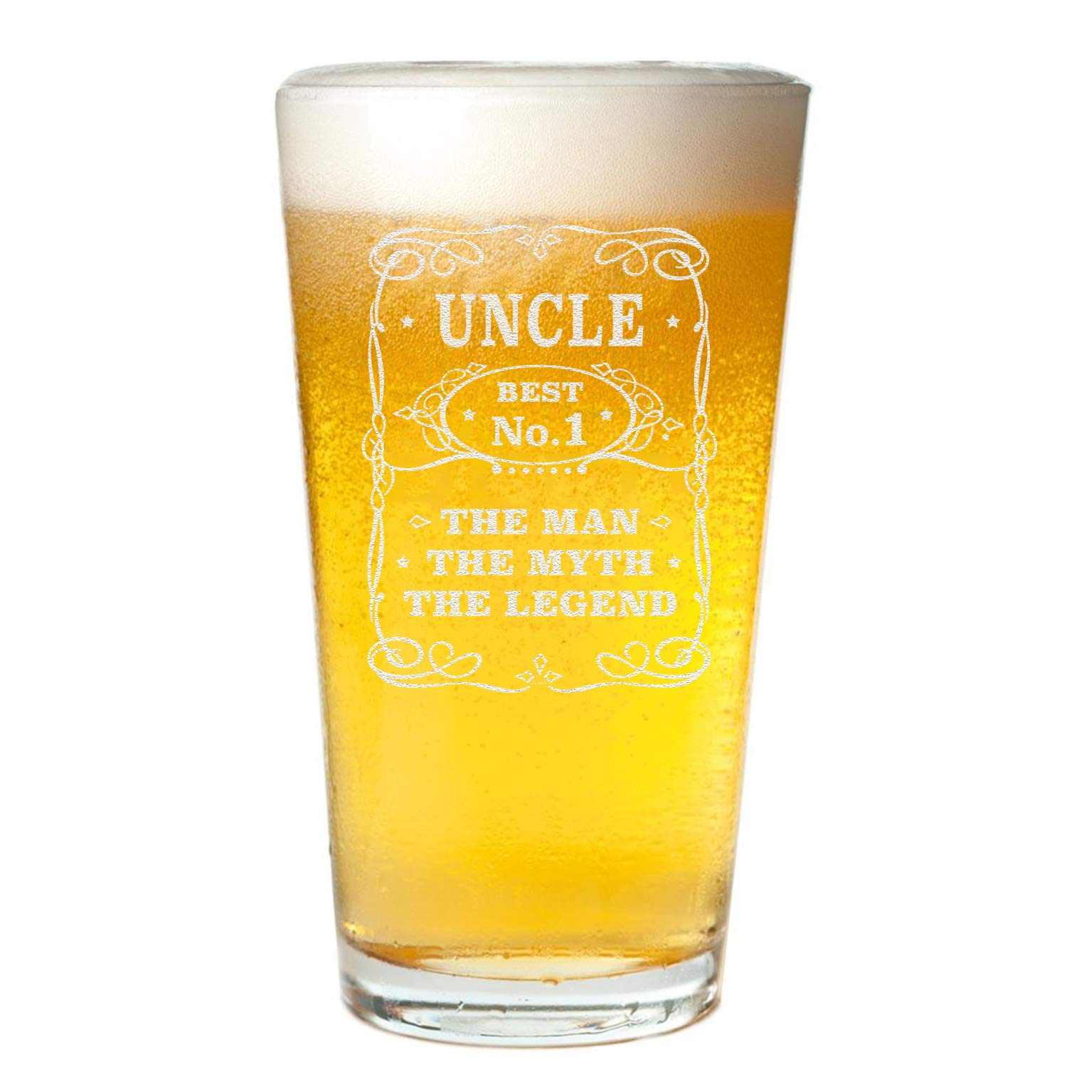 Veracco Best No.1 Uncle The Man The Myth The Legend Funny Birthday Gift Fathers Day For Dad Grandpa Stepdad Pint Beer Glass (Clear, Glass)