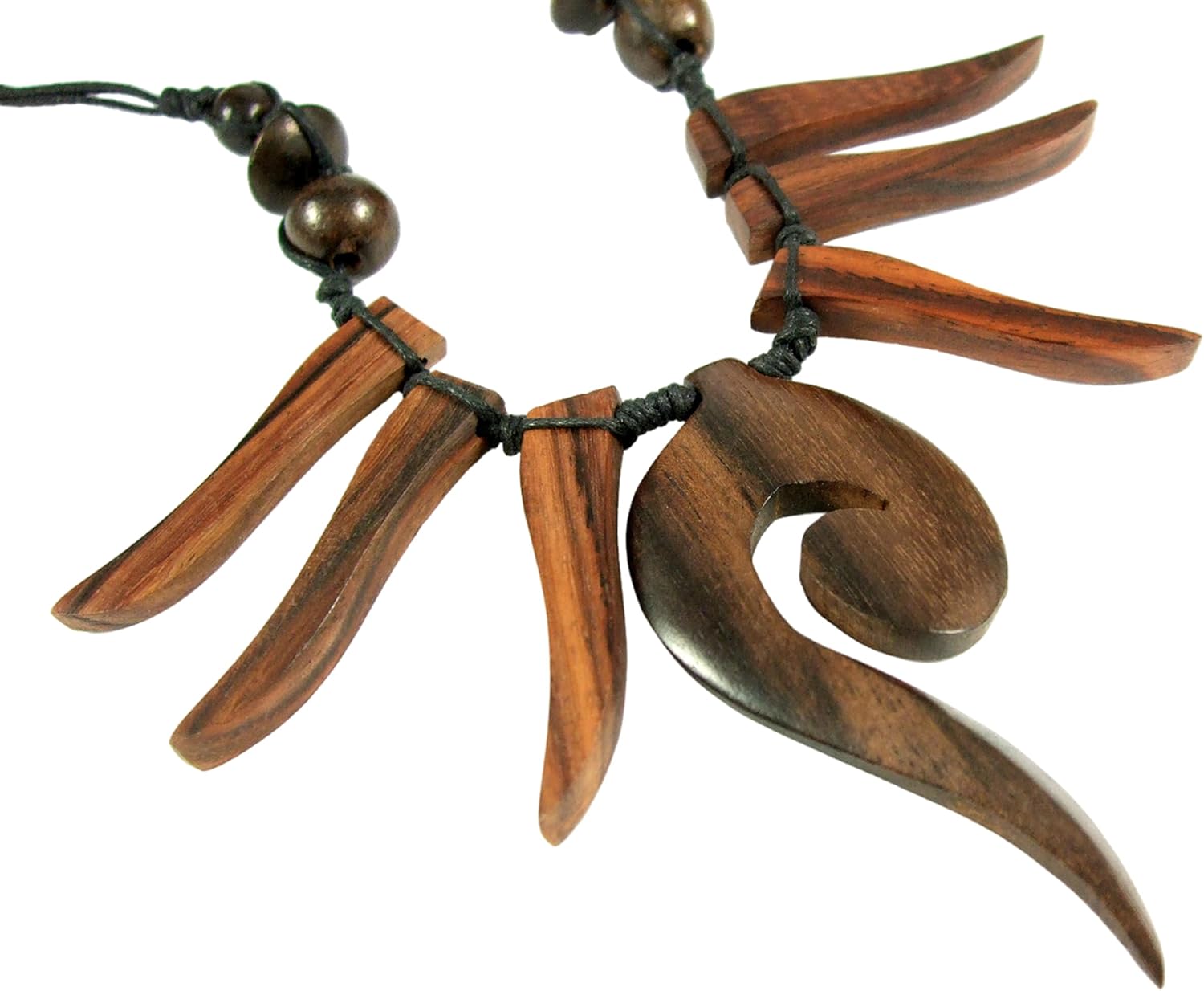 Natural Sono Wood Necklace for Women, adjustable 18 to 28 inches Waxed Cord Wooden Necklace Handemade Swirl Boho Tribal Wooden Necklace Jewelry DA033 - Image 2