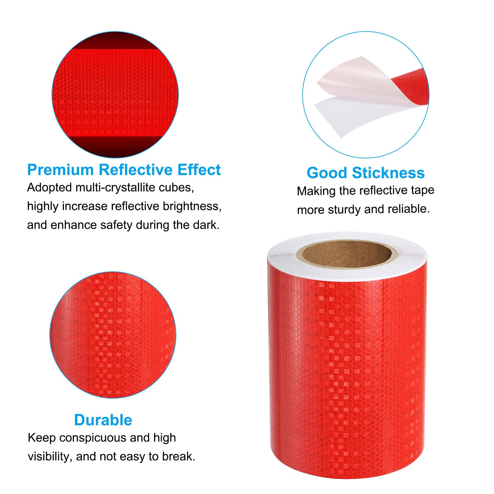 PATIKIL Cinta Reflectante, 8 Pulgadas x 82 Pies Impermeable Autoadhesiva De Alta Visibilidad Cinta De Advertencia De Seguridad Reflectante Para Camiones Remolques Autos, Roja
