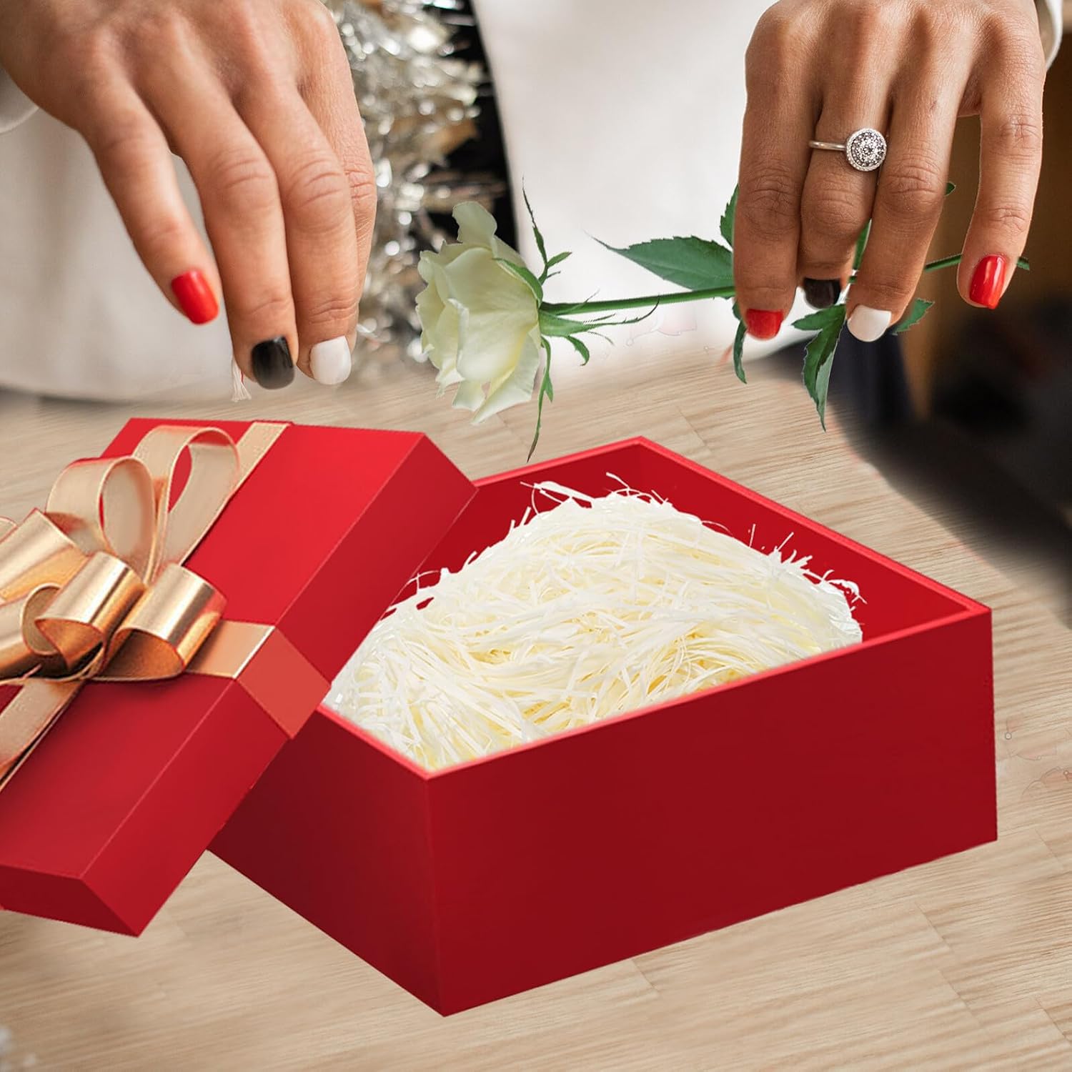 WATIIFUFU Shredded Paper Box Filler 500g Pack Crinkle Tissue Paper for Box Filling Packaging Decoration Suitable for Birthday Party and Wedding Wrap