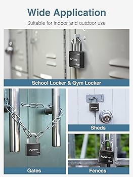 Puroma 2 Pack Keyed Padlock with 3 Keys Alike, 1.1 Inch