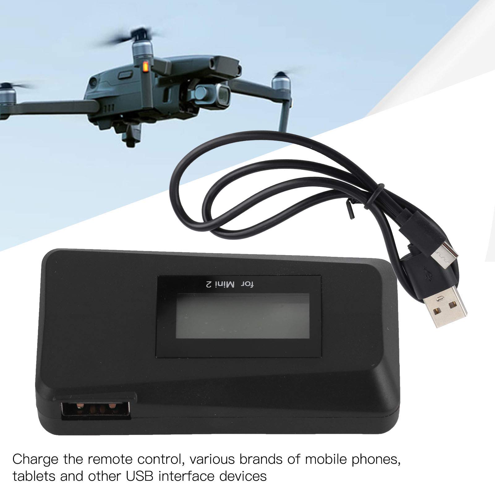 Caricabatterie USB per Drone RC con Display Digitale Hub di Ricarica Durevole per Mini 2 Uso da Viaggio 1 unità
