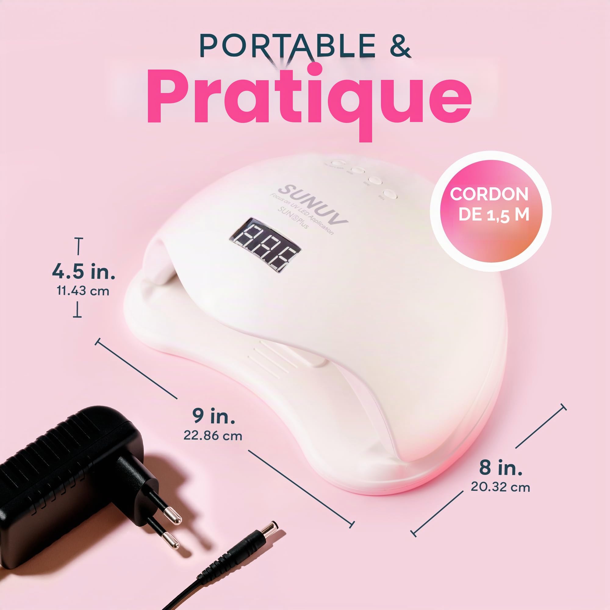 Lampe UV Sèche Ongles, SUNUV,36 LEDs Grand LCD Ecran, Séchoir à Ongles Automatique 4 Minuteries 10/30/60/99s Séchage Rapide, Adapté au Gel UV pour Usage Domestique et Professionnel