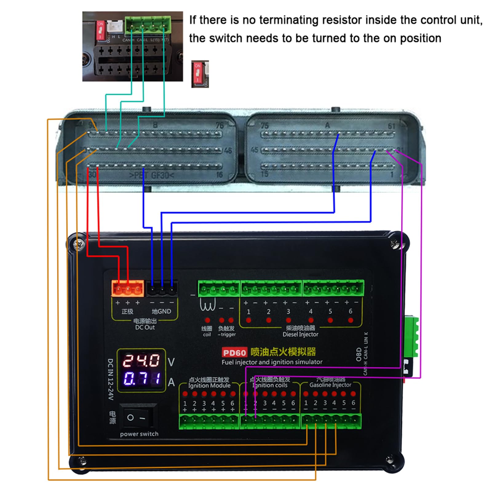 PD60 - Simulador de inyección de combustible Equipo de prueba de plataforma de mantenimiento para motores diésel, placa de computadora, probador de placa de computadora, equipo de diagnóstico