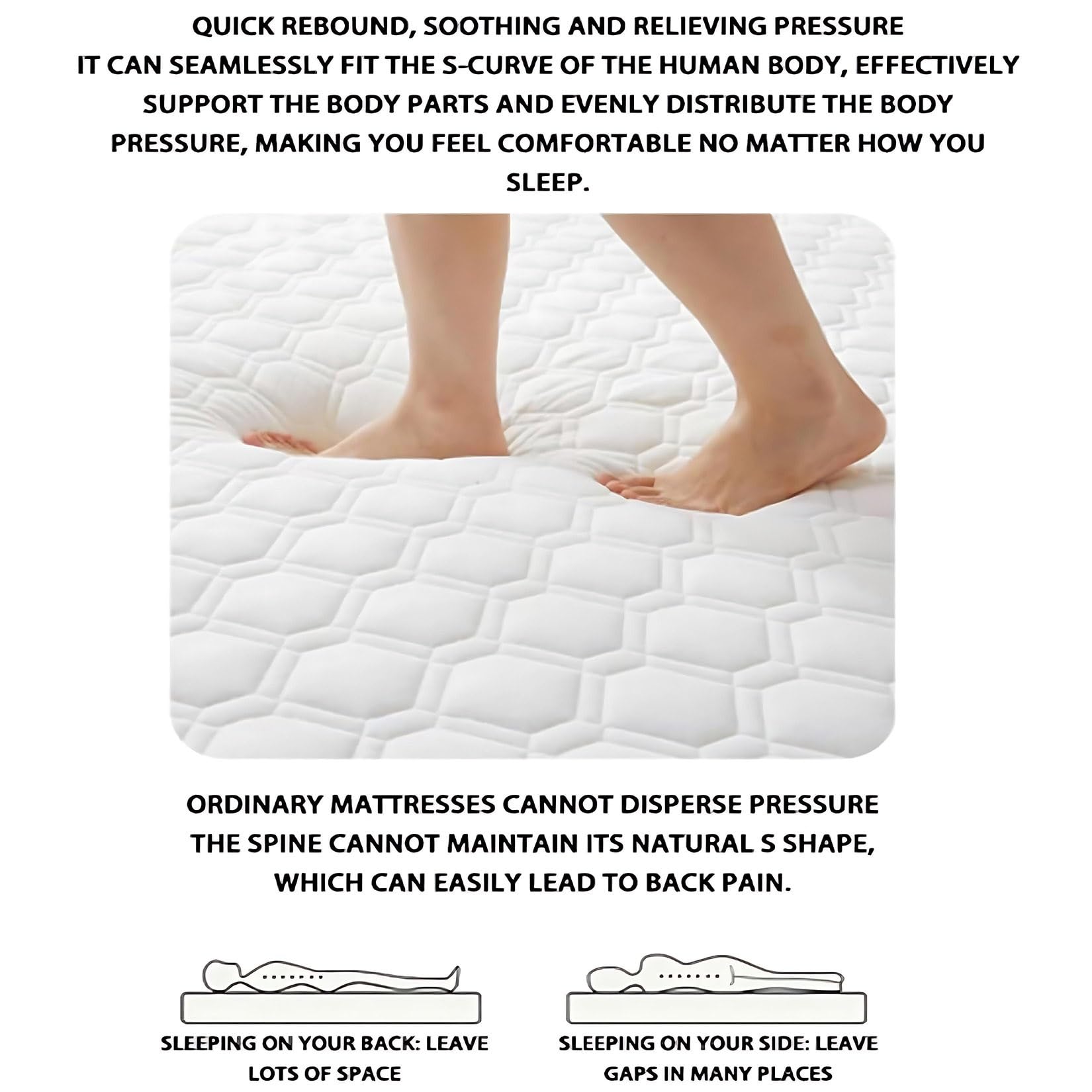 Sobrecolchón de Microfibra - Muy Suave y Cómodo con Diseño Antideslizante, Lujoso Massage Bubbles, Funda Colchón Antialérgica(White 9cm,150 x 200 Double)
