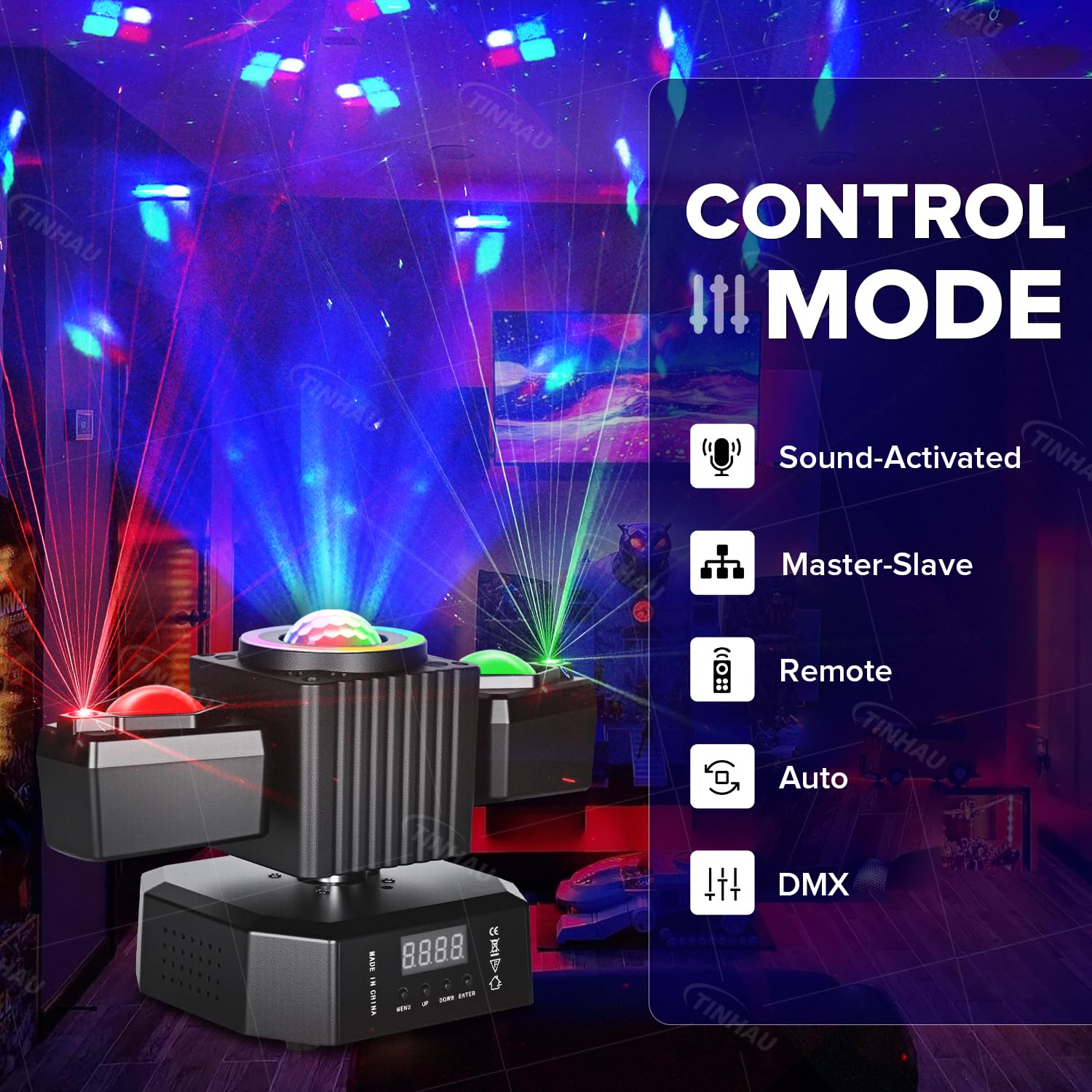 Disco PartyLicht, Disco Kugel Dj Light Sound Activated mit Fernbedienung Stage Strobe für Partys KTV Weihnachten Halloween Dekoration