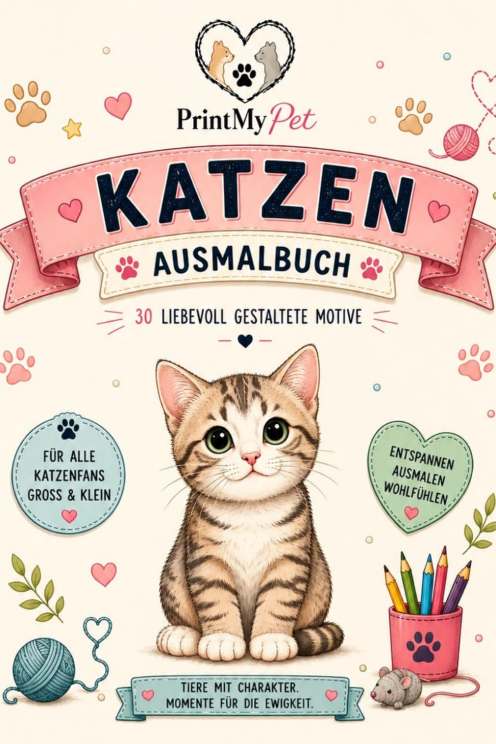 Katzen Malbuch für Kinder: 30 liebevoll gestaltete Katzen zum Ausmalen | Für Kinder ab 4 Jahren | Süße Katzenrassen, Kätzchen & entspannender Malspaß