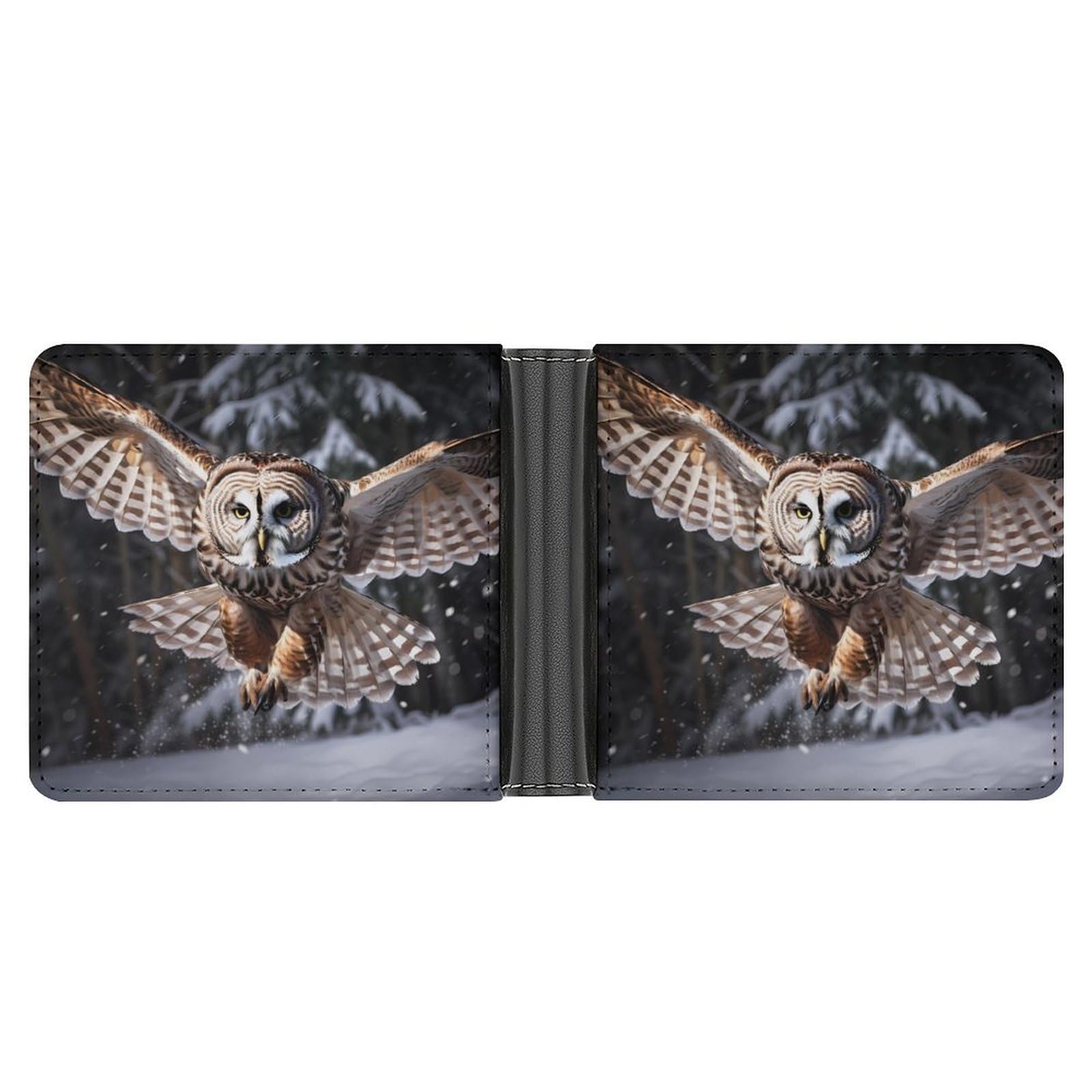 Owl Bifold Wallet PU Leather Coin Purse Lightweight Credit Card Holder Wallet Money Clip