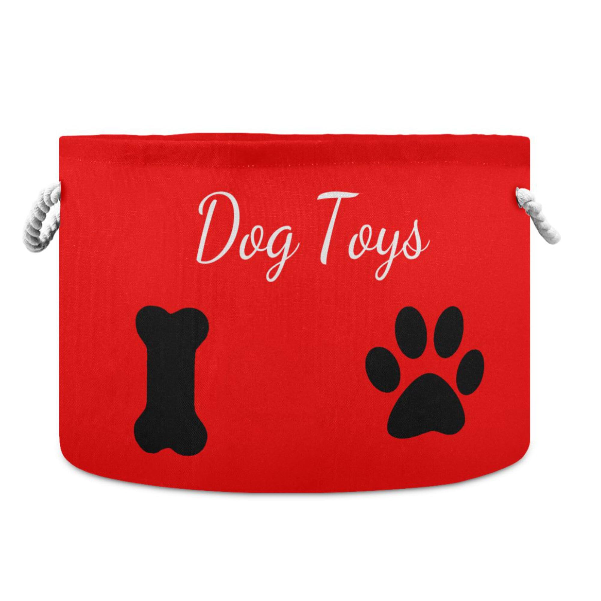 Custom Name Dog Toy Box Chest with Cotton Rope Red Personalized Toy Storage Organizer Boxes Bins Baskets for Small dogs, Pet Toy Box, Dog Toy Holder