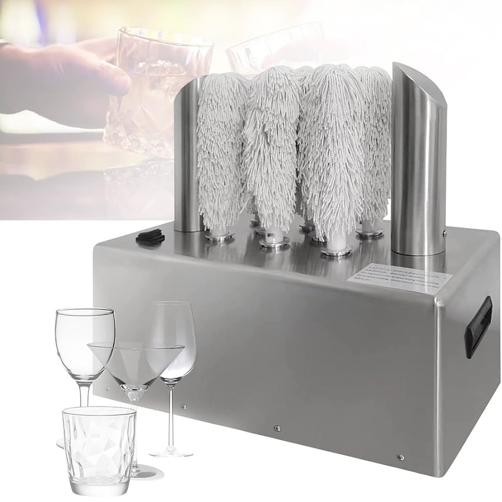 XueFulxion 1200W Electric Wine Glass Polisher,Professional Wine Glass Drying and Polishing Machines,60°c Air Drying,Removing Water Stains and Fingerprints,for Wine,Champagne Glasses 3heads