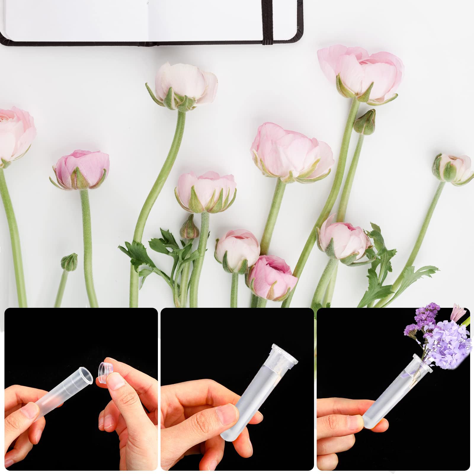 50 Blumenröhrchen Mit Silikonkappen – Transparent, Wiederverwendbar, 2x11 Cm, Für Blumengeschäfte, Cafés & Zuhause