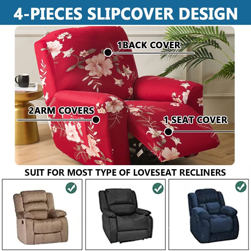 Recliner Chair/Sofa Slipcover With Pockets 2/3/1 Seat Recliner Stretch Sofa Covers Lazy Boy Chair Cover Reclining Couch Slipcover Fallon Collection Slipcover For Recliner With Elastic Bottom ( Color : - Image 5