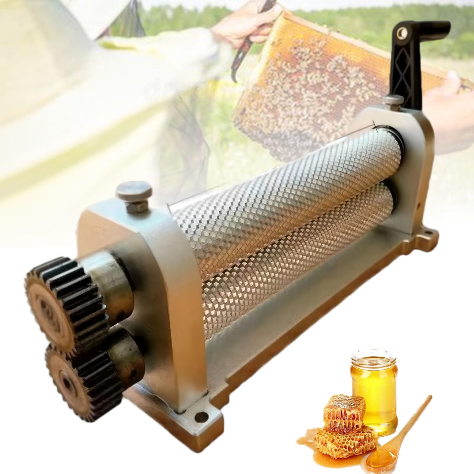 ExoticaBlend Manual Beeswax Comb Foundation Roller Mill,280mm Beeswax Roller,Aluminum Alloy,Portable Bee Wax Press,Beekeeping Tools for Producing Honeycomb 5.4mm