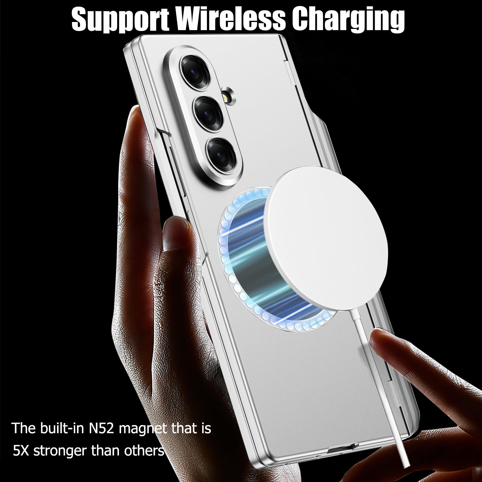 Custodia magnetica per Samsung Galaxy Z Fold 8 Ultra con cavalletto, pellicola protettiva per lo schermo, cerniera magnetica e portapenne, [ricarica wireless compatibile] Cover rigida antiurto in PC