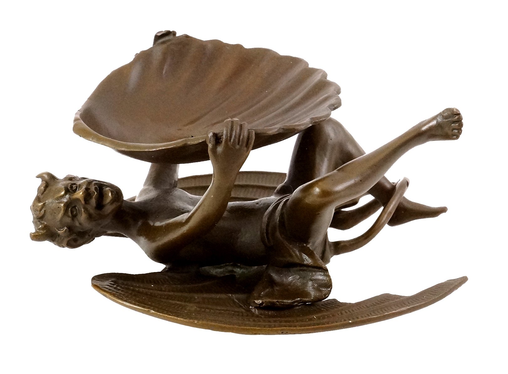 Kunst & Ambiente - Teufel/Faun mit Muschelschale - Wiener Bronzefigur - mit Bergmann-Stempel - Dekorative Statue - Skulpturen online kaufen - Wohndeko - Innen