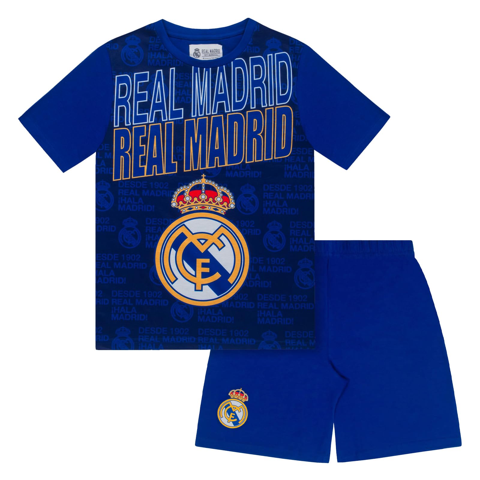 Real Madrid Boys Short Pyjamas Official Football Sleepwear Reflex Blue - Age 4-5 Years
