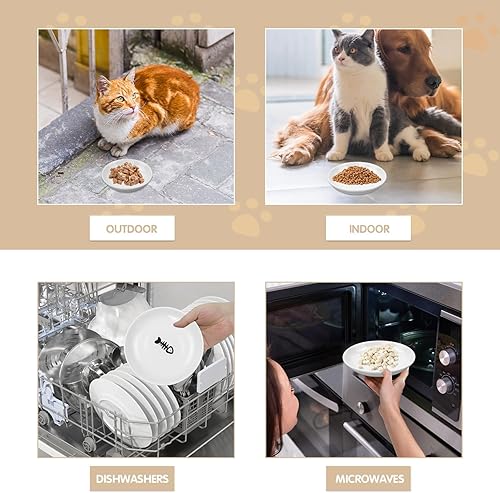 Miniatura 7 de Paquete de 6 cuencos de comida para gatos, cuencos de cerámica para gatos, juego de cuencos antifatiga para gatos, platos anchos y poco profundos de