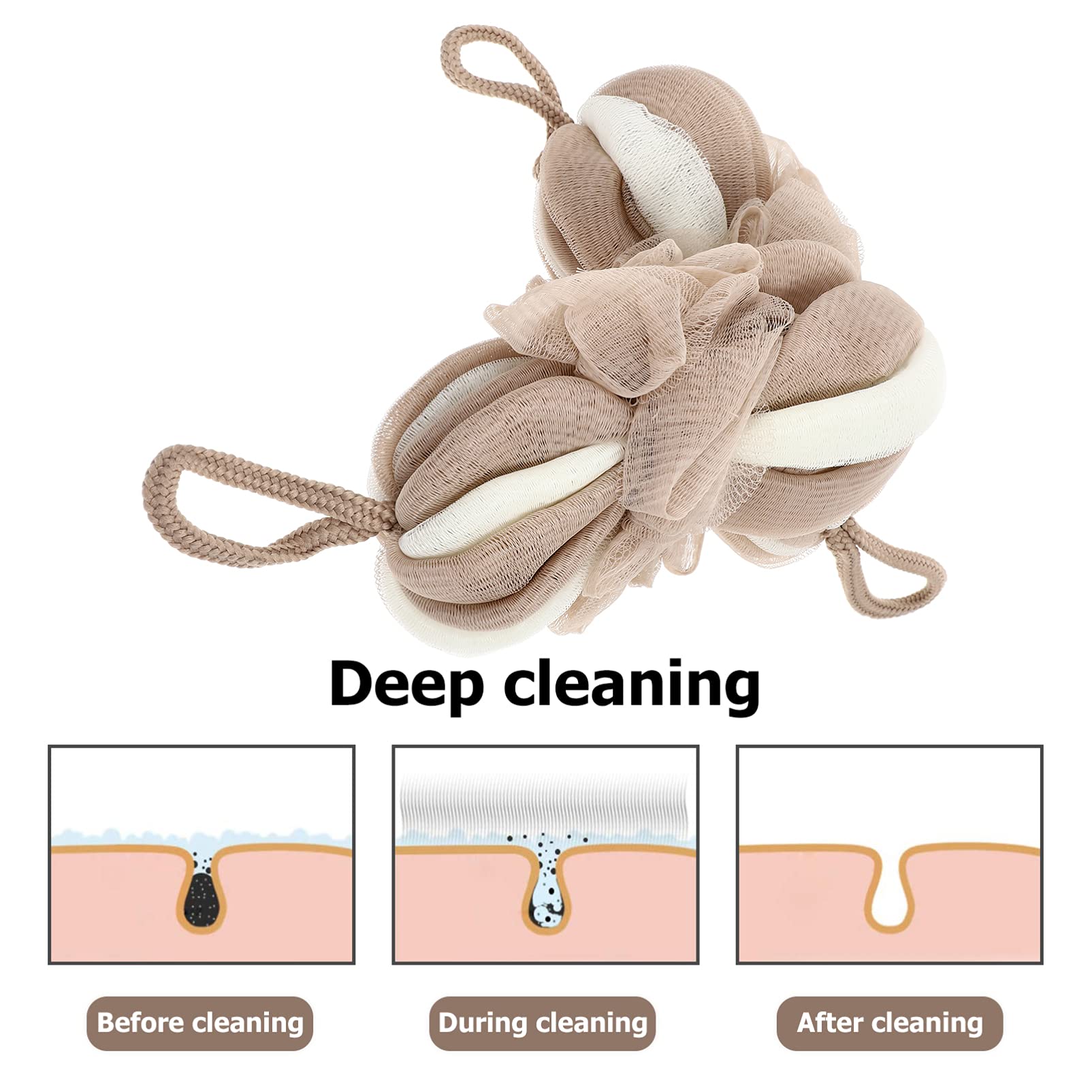 2 szt. Powrót Scrubber gąbka do kąpieli rozciągliwa siatkowa pufa Loofahs piłka prysznicowa pasek złuszczający ciało dla kobiet mężczyzn (szary) (khaki)