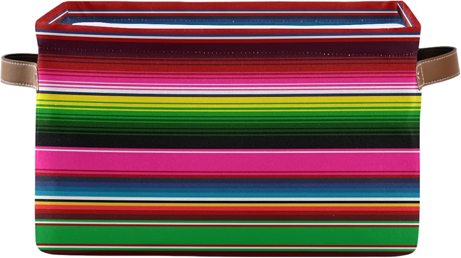 Storage Basket Mexican Serape Blanket Stripes Colorful Storage Bin with Handle, Large Storage Cube Collapsible for Shelves Closet Bedroom Living Room 1PC