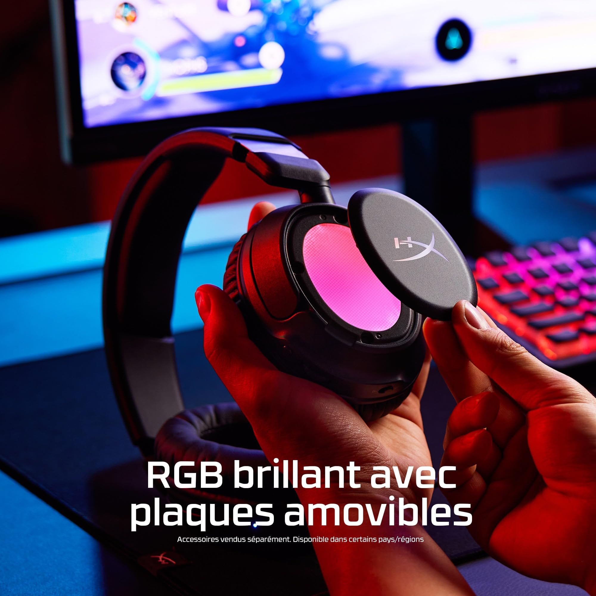 HyperX Cloud Flight 2 Casque de Gaming sans Fil, lumières RVB Personnalisables, Batterie 100 Heures, Dual Wireless 2,4 GHz et Bluetooth, Instant Pair, PC/PS/Switch/Mobile, Blanc