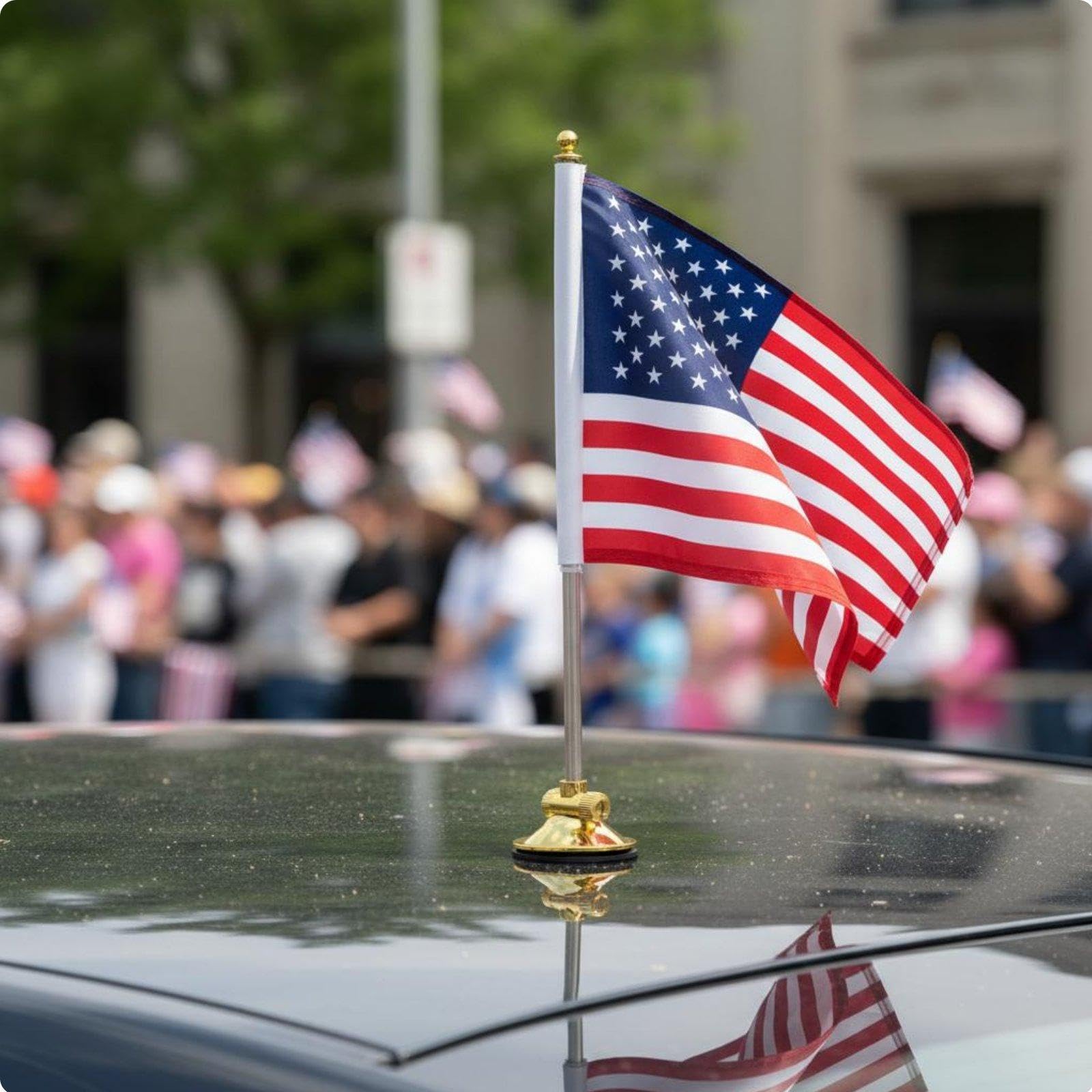 Suction Cup Car Flag Mount Adjustable Angle Vehicle Flag Pole Kit Easy Installation for Patriotic Supporters, Veterans, Processions Gold-image-37