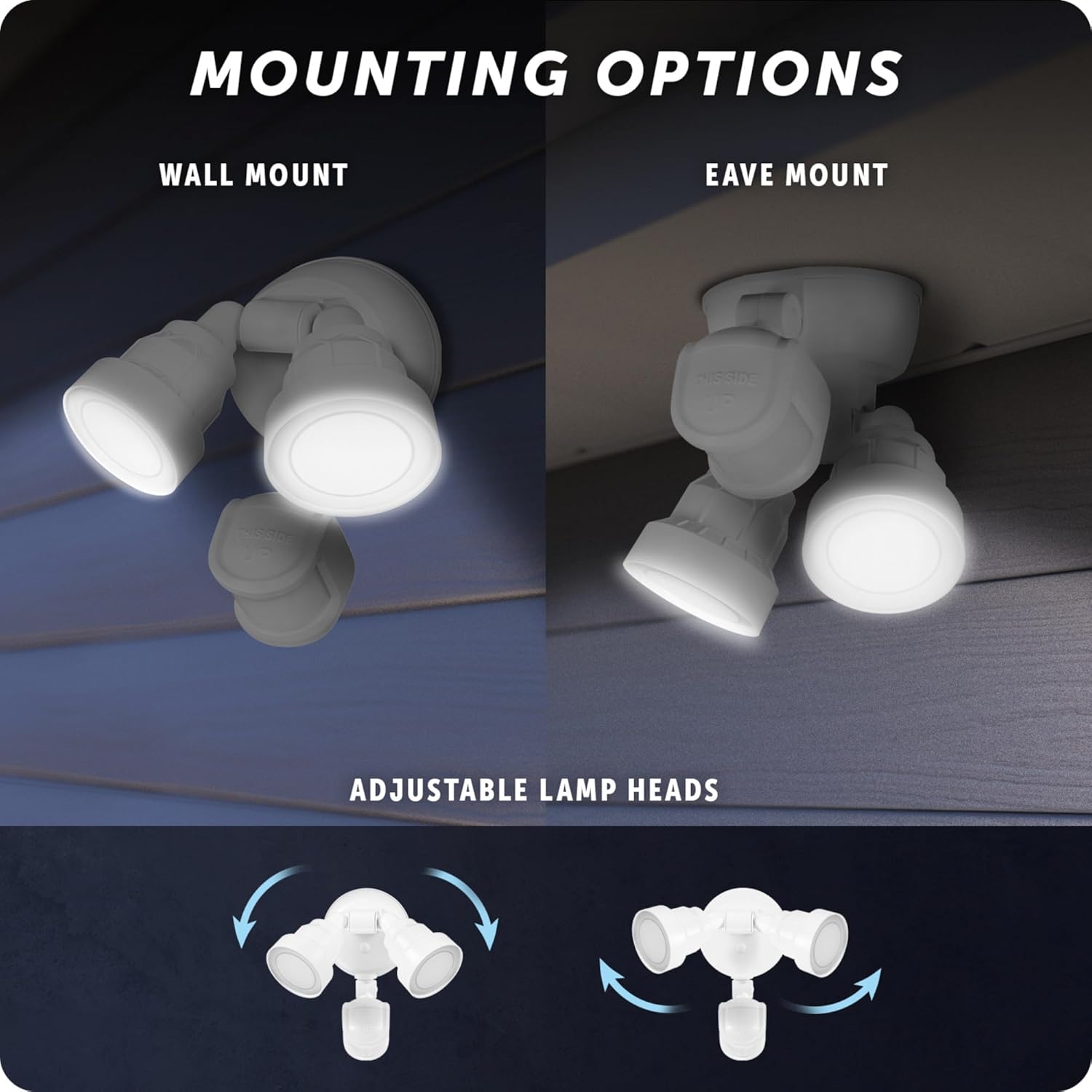 GLOBE Electric 180-Degree 15W Twin Head White 1400 Lumens Hardwired Motion Activated Outdoor Integrated LED Flood Light Security Light, Outdoor, Outside House Lights