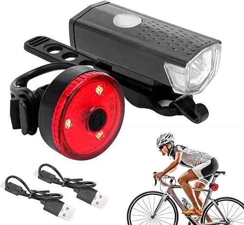 Miniatura 9 de Juego de luces de bicicleta recargables  Mini luz trasera para bicicleta  Linternas LED delanteras y traseras  Combo de faro brillante y lámpara