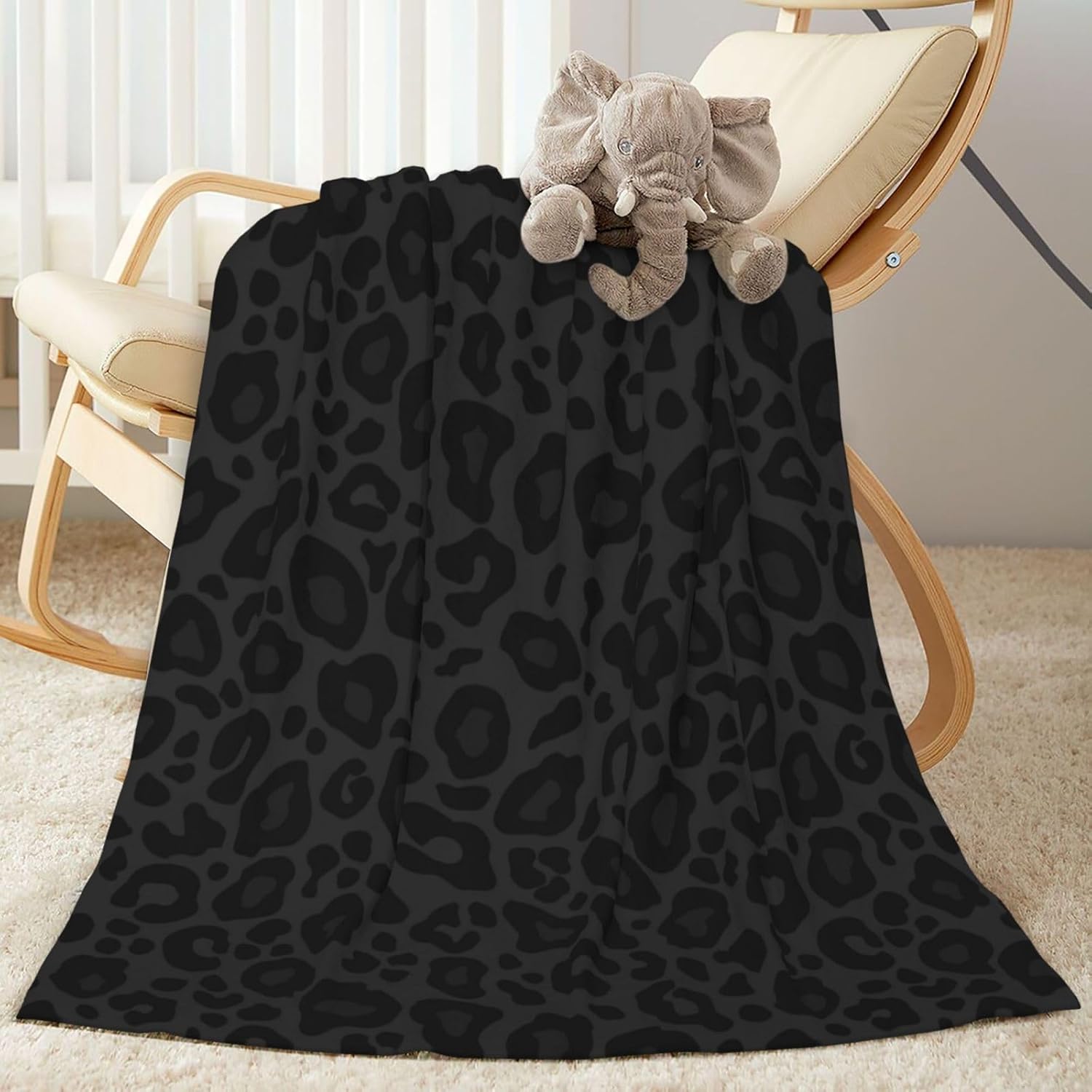 Black Leopard Print Throw Blankets All Season Ultra Soft Warm Fleece Blanket for Home Bed Sofa Couch Chair Outdoor Travel Camping 60x50 Inch - Image 4